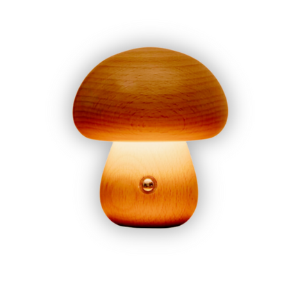 LED Wooden Mushroom Table Lamp - Cute and Stylish Design